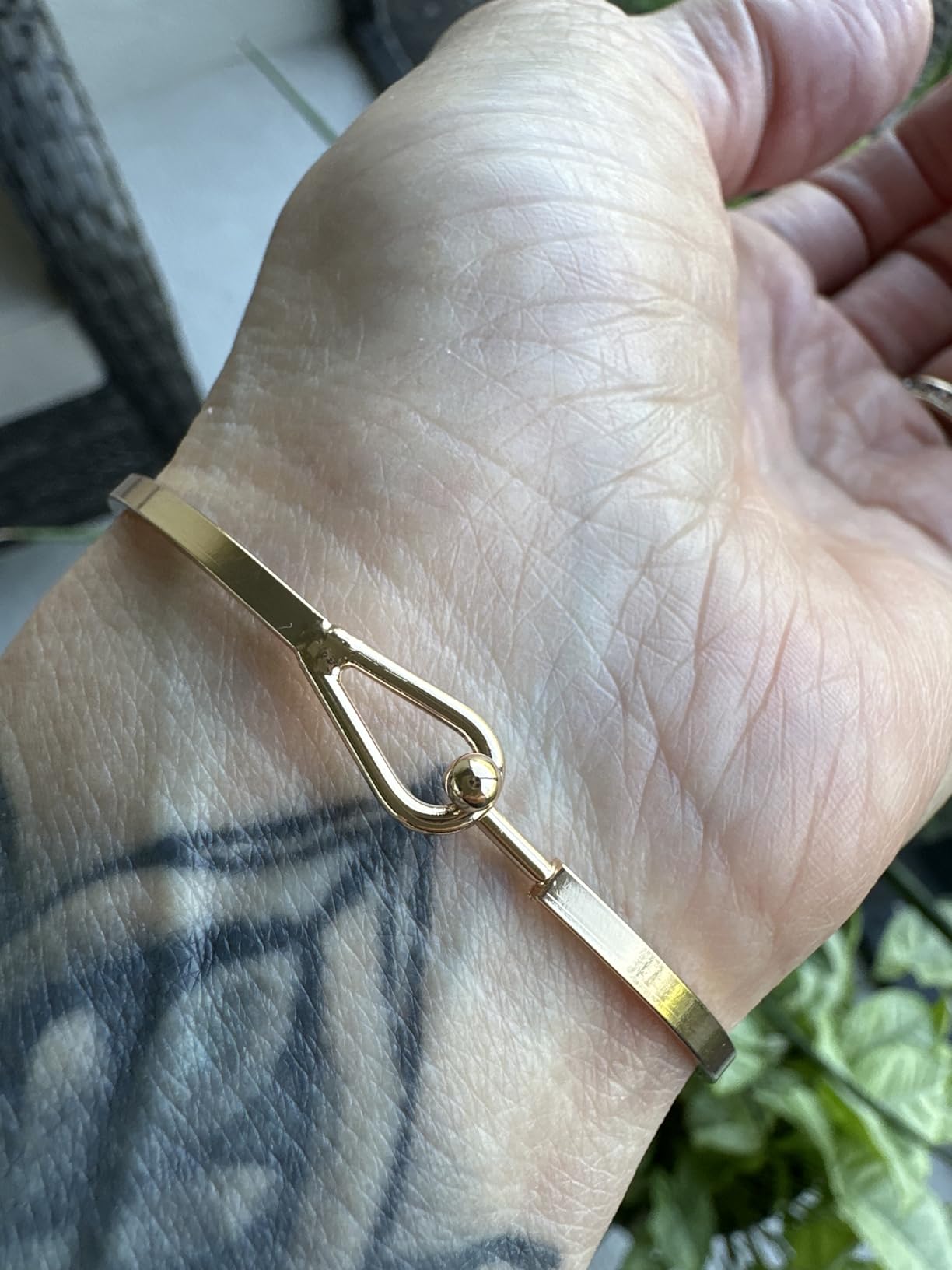 Dainty Gold Bar Bracelet for Women Simple Delicate Thin Cuff Bangle Hook Bracelet 18K Gold Plated Handmade Minimalist Jewelry customer photo 2