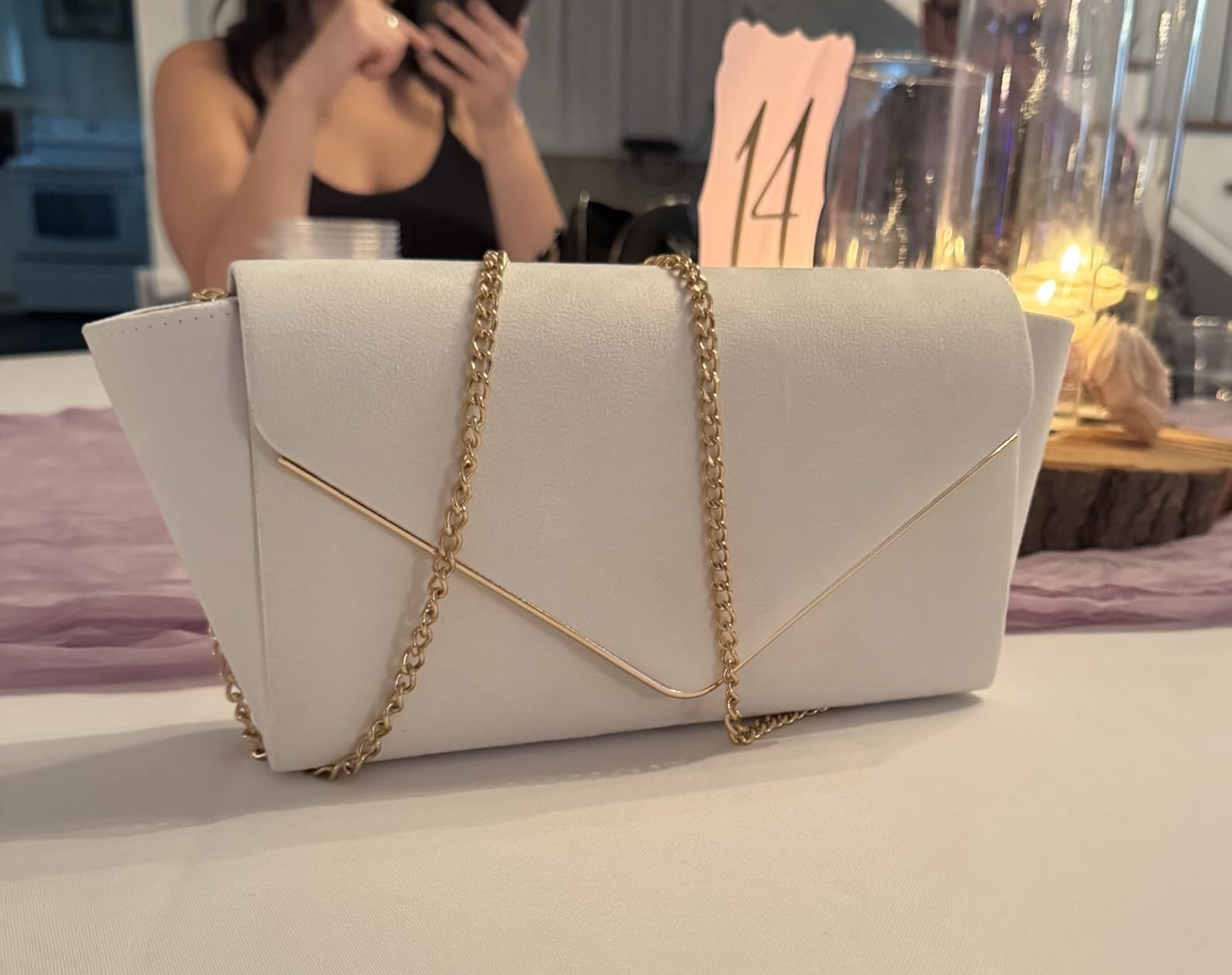 Dasein Women Faux Suede Clutch Purse Evening Bag Bridal Formal Handbag customer photo 1