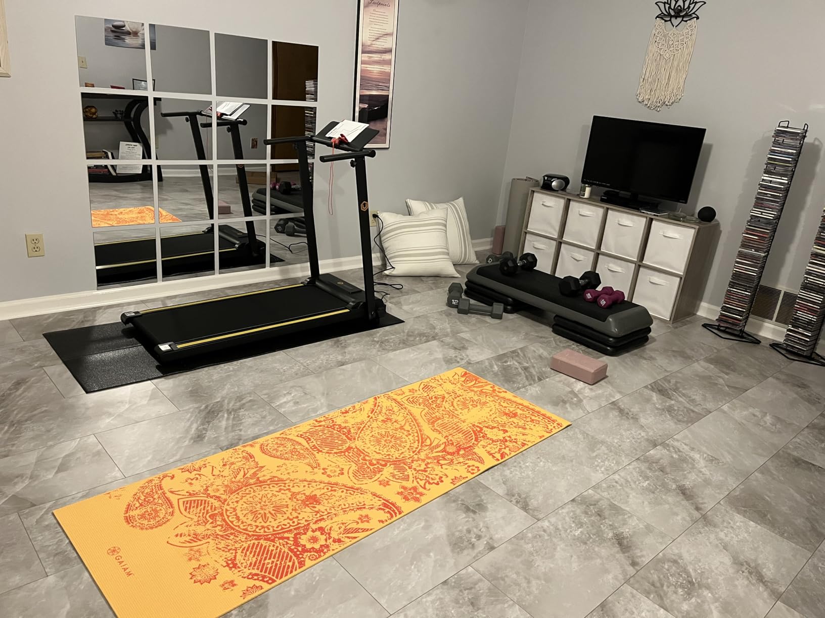 UREVO Foldable Treadmill Mat, Treadmill Mat for Carpet & Hardwood Floors, Mat for Under Walking Pad on Carpet, Hardwood Floors Protector, Non-Slip, Waterproof, Noise Shock Absorption customer photo 2
