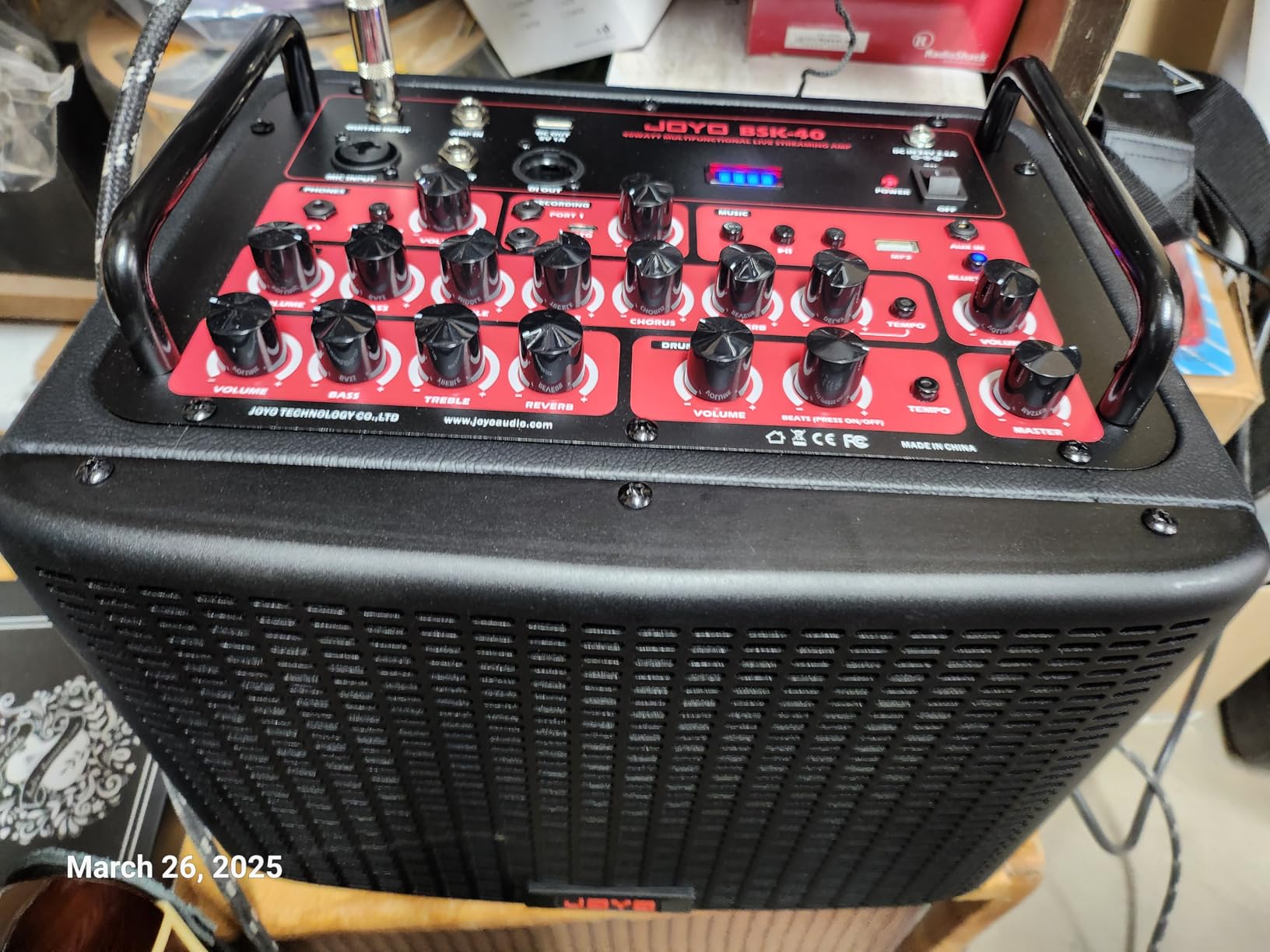 JOYO 40W Portable Acoustic Guitar Amp with Effect Rechargeable Bluetooth Combo Amplifier, Guitar & Mic Channel 20 Drum Pattern, XLR DI Out, USB-C Recording & Live Streaming for Phone (BSK-40 Black) customer photo 2