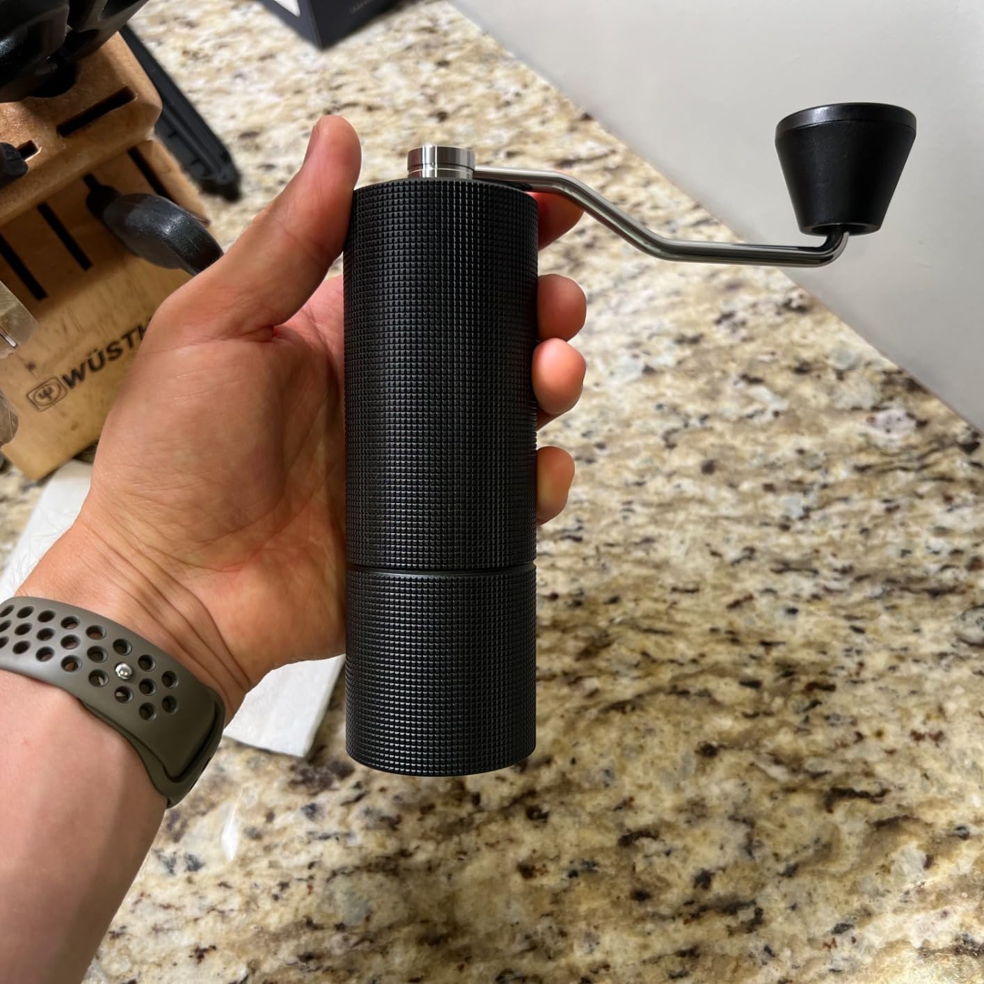 TIMEMORE Chestnut C3S Pro Manual Coffee Grinder, Stainless Steel S2C Conical Burr Coffee Grinder, Hand Coffee Grinder with Foldable Handle, Adjustable Grind Setting for Travel/Camping/Home, Black customer photo 1