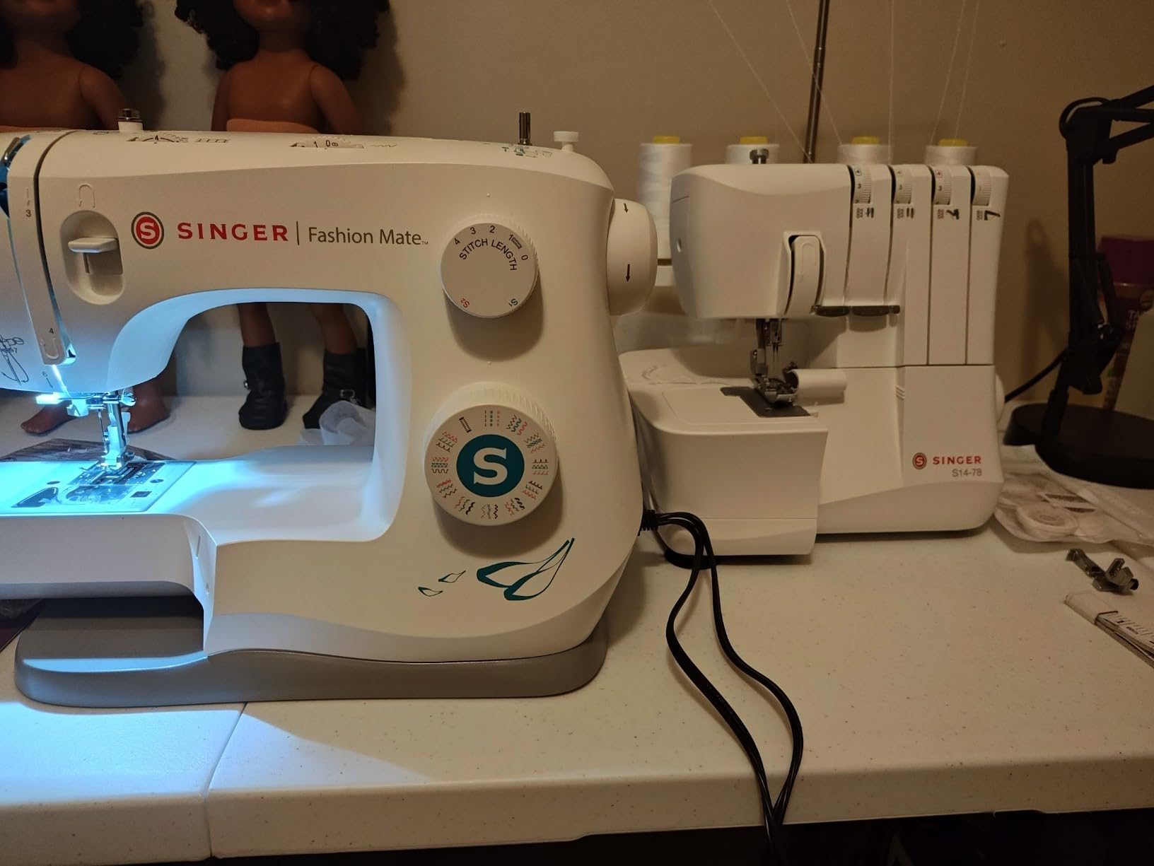 SINGER S14-78 Serger Overlock Machine, 2-3-4 Stitch Capability, White | Accessories included, color coded threading, 1300 stitches/min, differential feed, LED light, for DIY projects, scarves customer photo 2