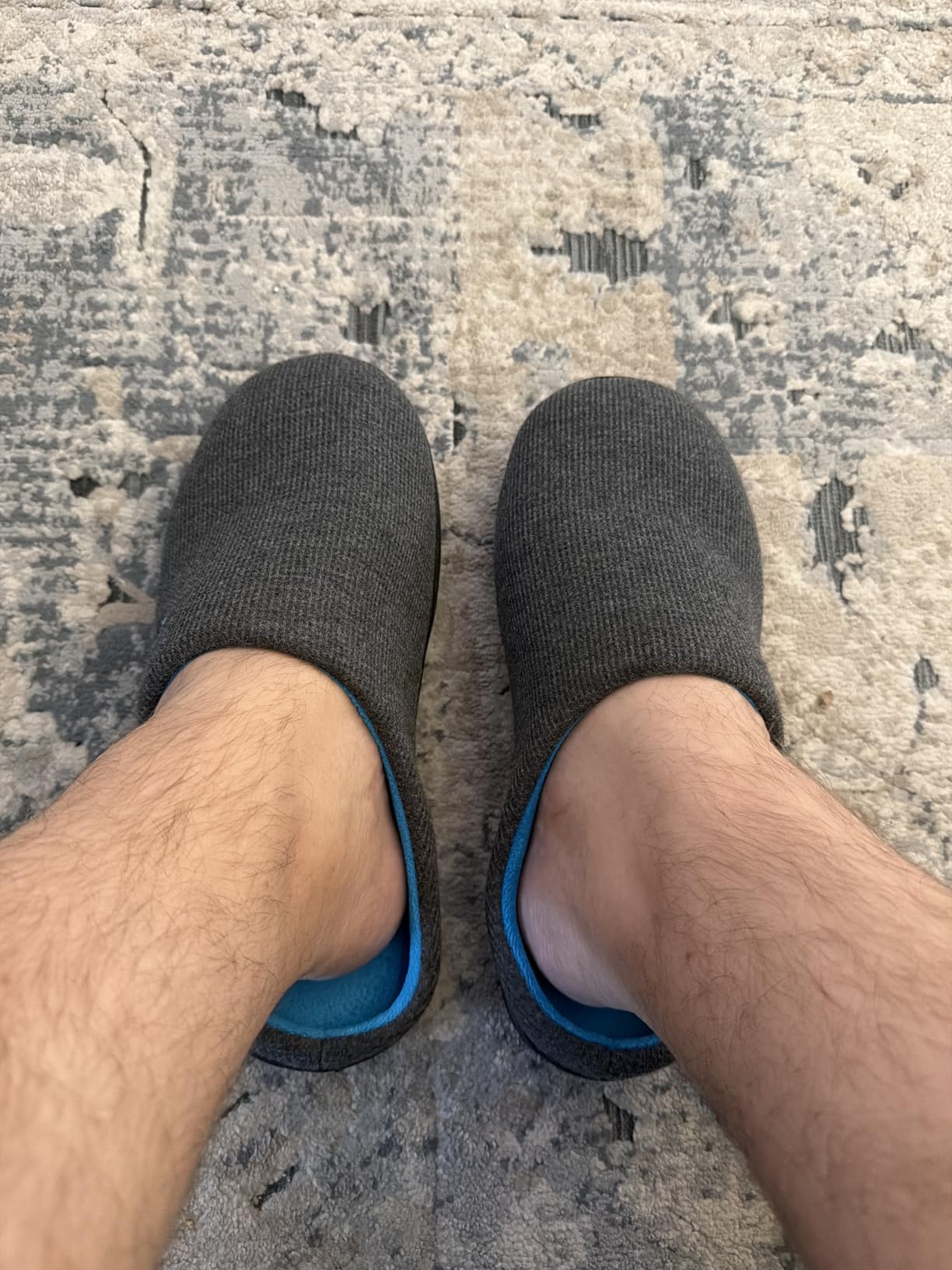 VeraCosy Men's Two-Tone House Slippers Memory Foam Indoor Rubber Sole customer photo 2