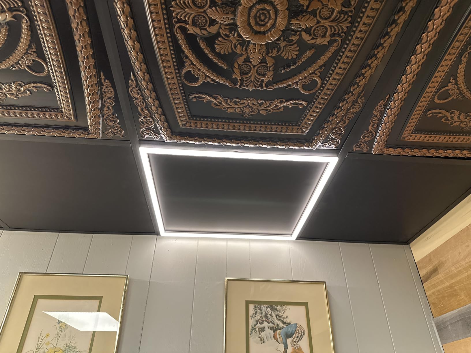 STICKGOO Smooth Drop Ceiling Tiles 2ft x 2ft, PVC Ceiling Tile 24 x 24in - Waterproof, Fire-Rated to Prevent Breakage - Package of 12 Tiles Cover 48 Sq. Ft, White customer photo 2