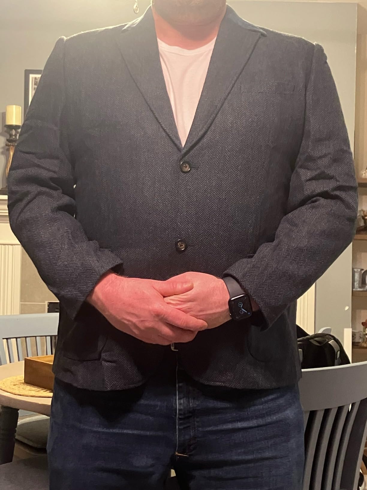 PJ PAUL JONES Mens Herringbone Blazer Vintage Tweed Wool Blend Sport Coat Jacket customer photo 1