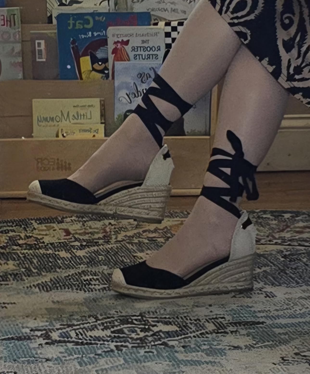 Women's Espadrille Platform Wedge Sandals Closed Toe Ankle Strap Lace up Summer Shoes customer photo 2