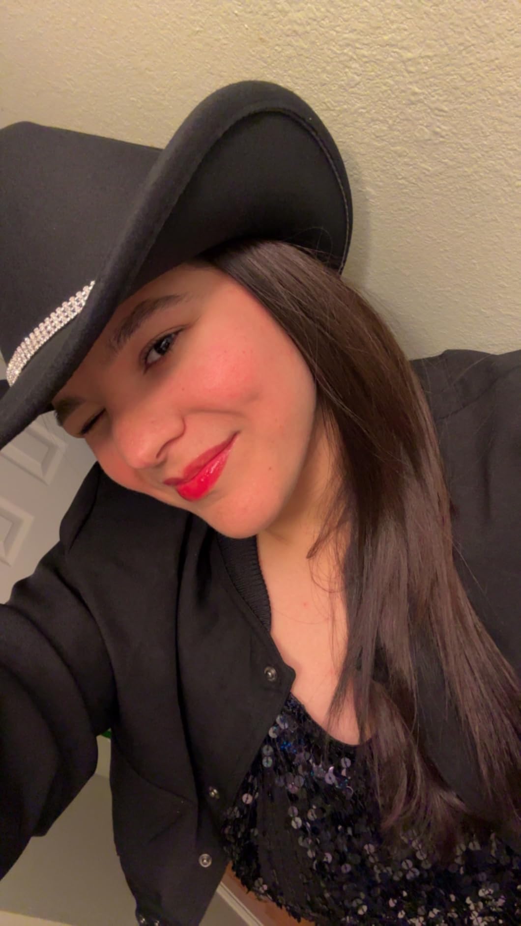 Glitter Silver Black Cowboy Hats Women Western Rhinestone Cowgirl Hat customer photo 1