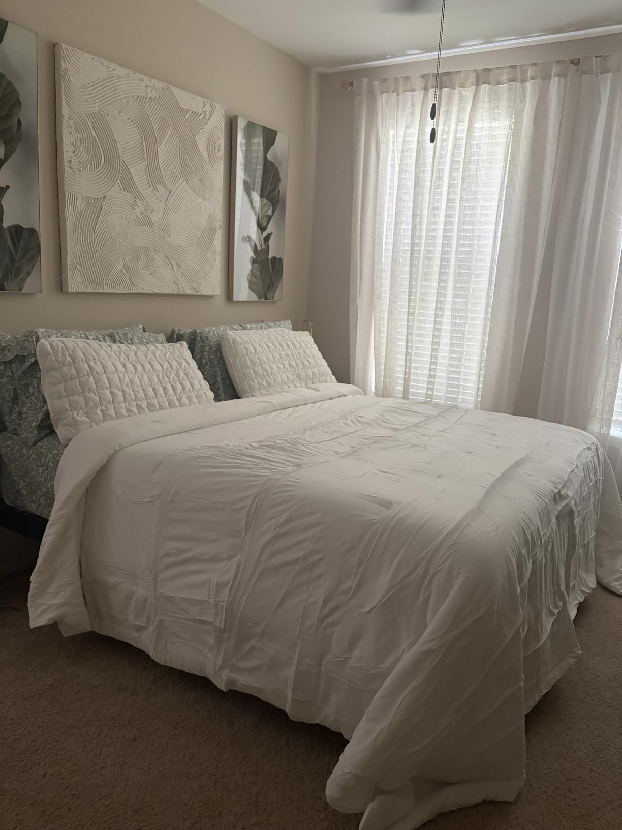 Bedsure King Comforter Set Prewashed Soft Bedding Set 3Pcs Beige 104