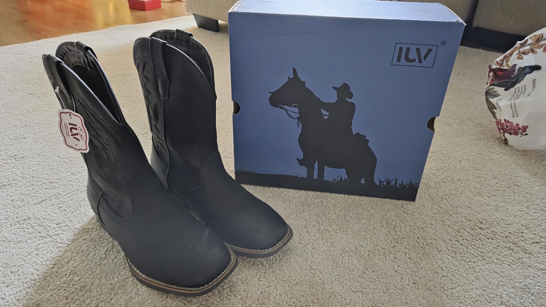 IUV Cowboy Boots For Men with Wide Square Toe Western Retro Boot customer photo 2
