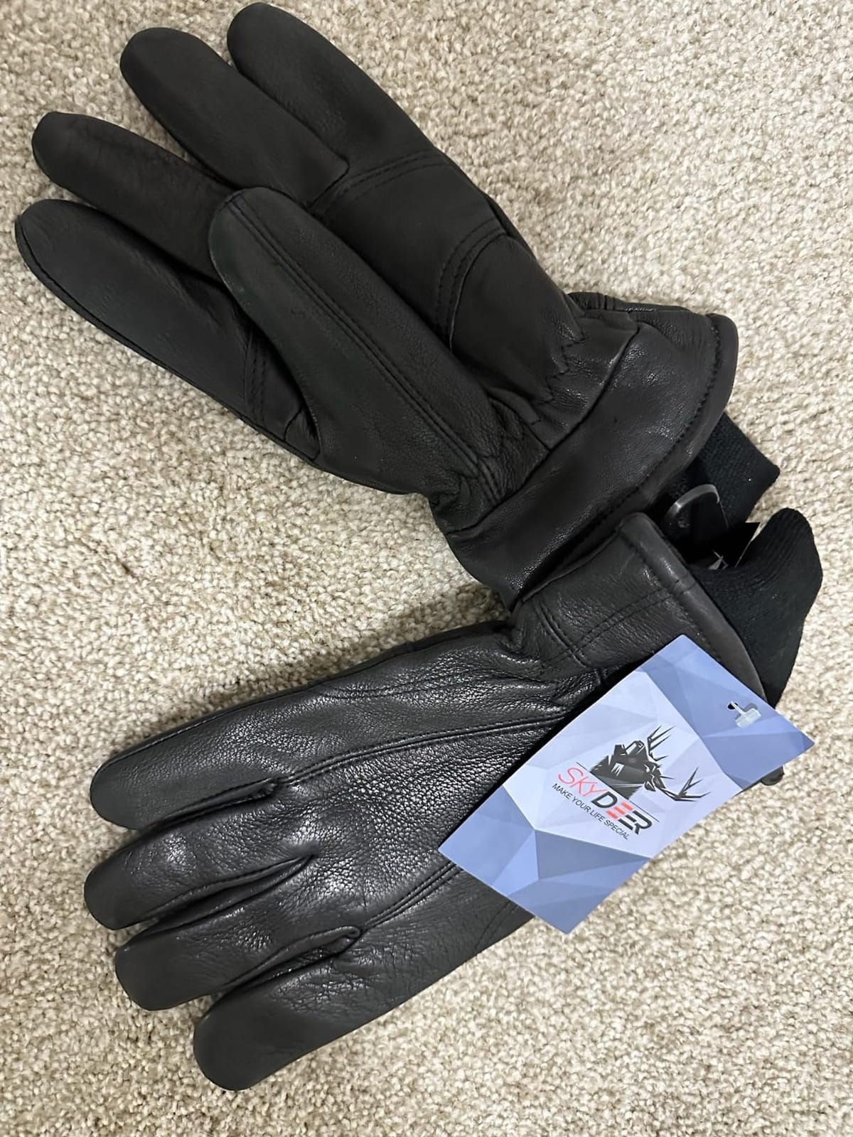 SKYDEER 100% Full Grain Deerskin Leather Winter Gloves for Men, Warm Work Gloves, Thermal Insulated Truck Driving Gloves customer photo 1