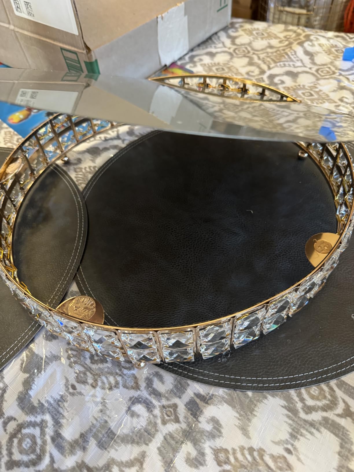 Goaste 3 Pack Crystal Cake Display Stand with Mirror, 14