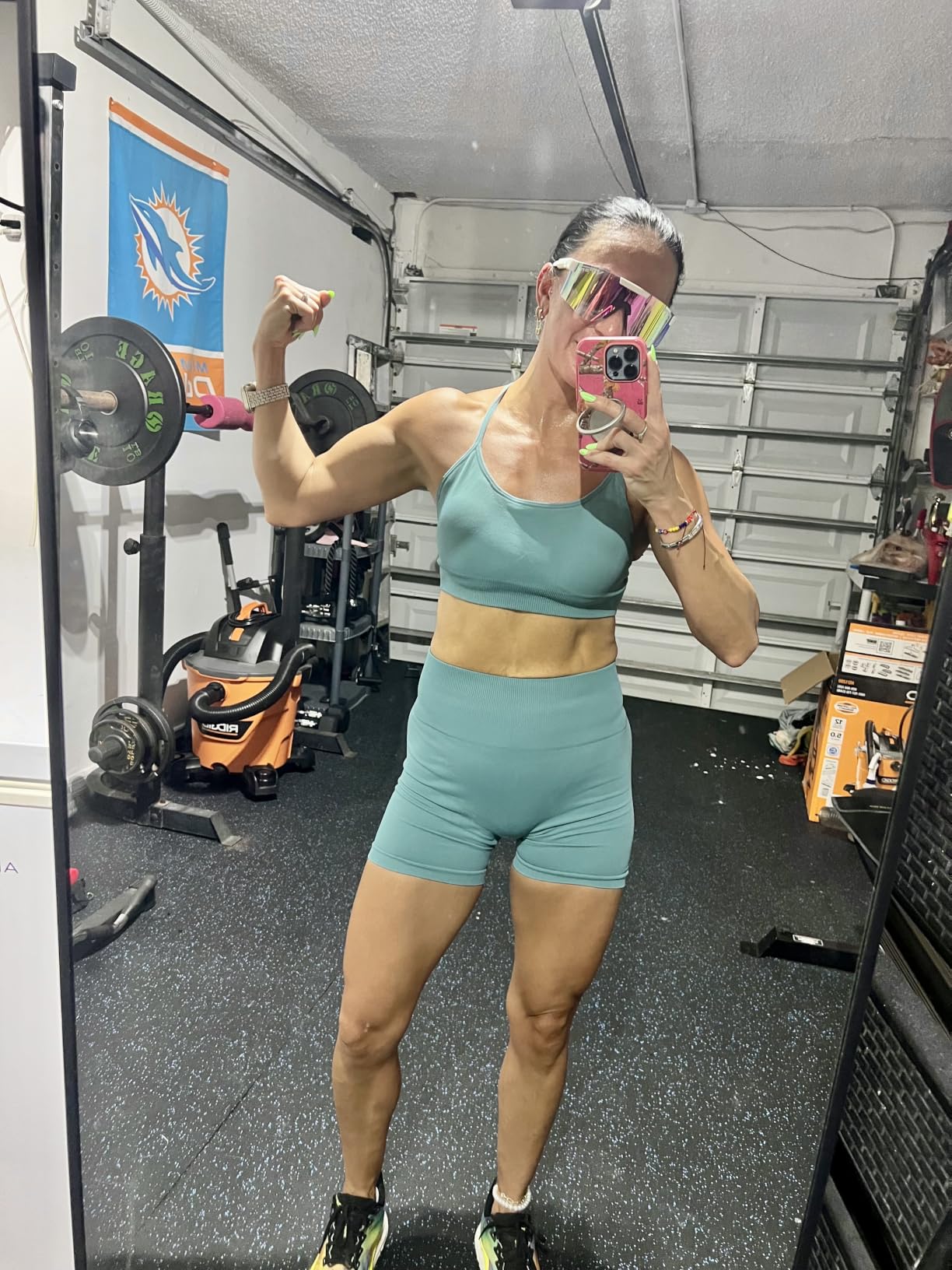Women Seamless Workout Sets Strappy Sports Bra High Waist Booty Shorts Outfits customer photo 1