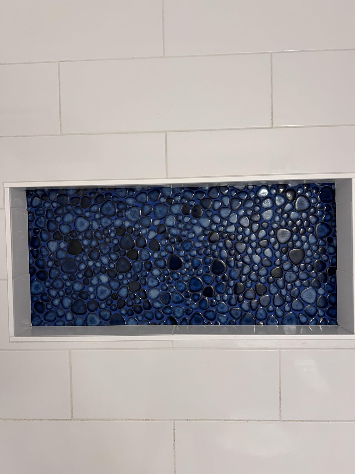 Cobalt Blue Pebble Tiles for Shower Floor Bathroom Floor Wall Mosaic Tile [Set of 5 Sheets] customer photo 2