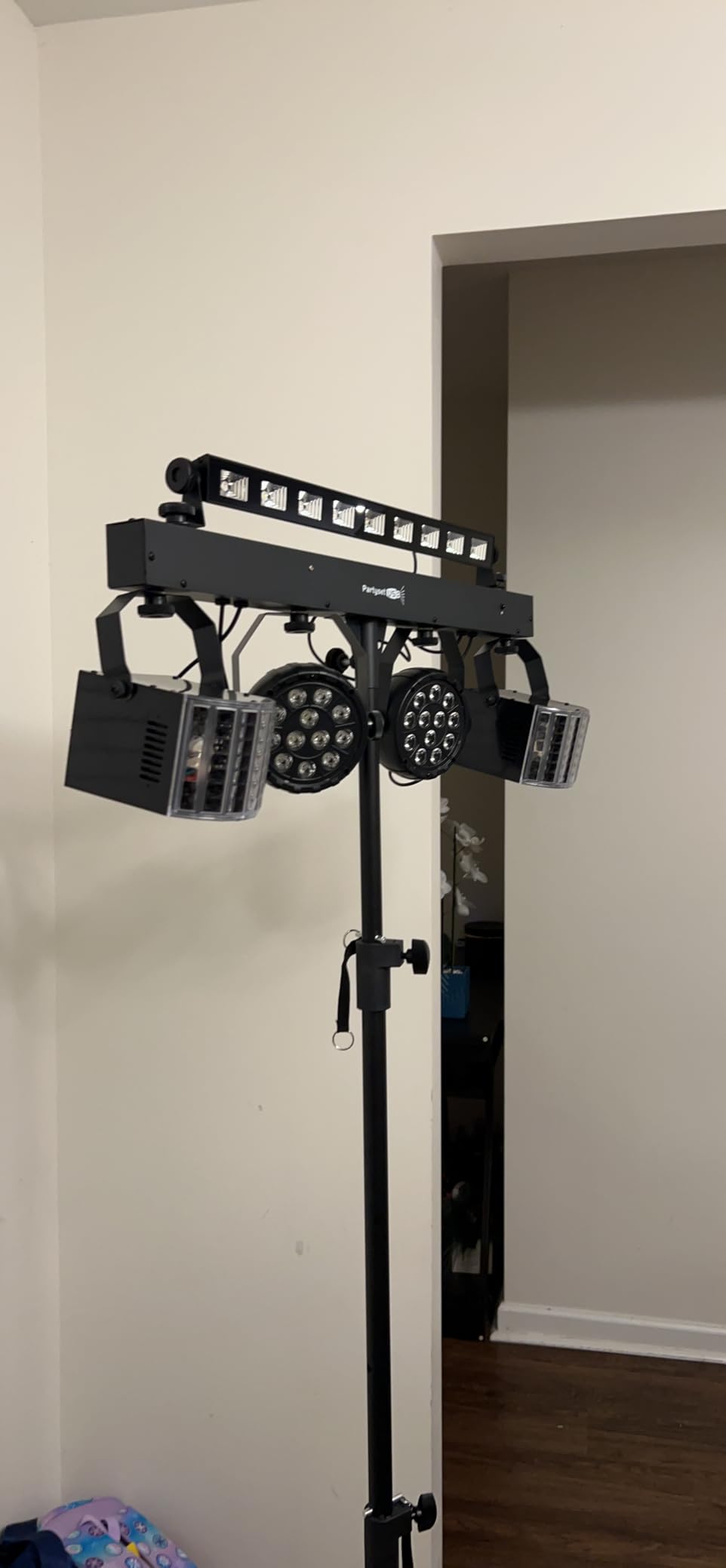 DJ Lights with Stand, 5 in 1 Party Lights DJ Disco Light for Parties Indoor, Sound Activated Mobile Stage Lighting System with DMX& Remote Control, Disco Ball Stage LED Par Light with Bag for Bar Gig customer photo 2