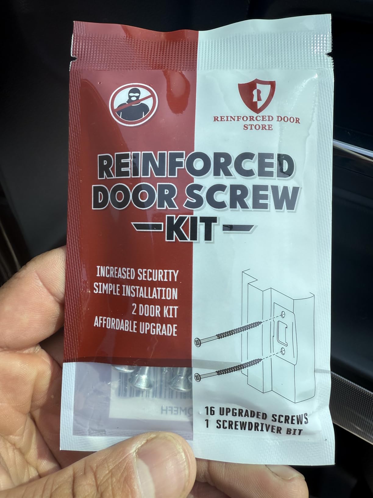 Reinforced Door Screw Kit for Strike Plates, Deadbolt Plates, and Hinges. 3-inch Screws and Screwdriver Bit, Makes Doors Kick Resistant, Home Security Upgrade customer photo 1