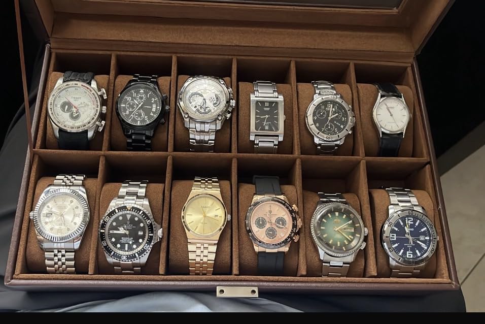 ProCase Watch Box Organizer, 12 Slot Watch Display Case, Brown | Watches Storage Boxes Holder for Men Women, Large Glass Lid, Removable Pillows, Anniversary Christmas Birthday Gifts customer photo 1