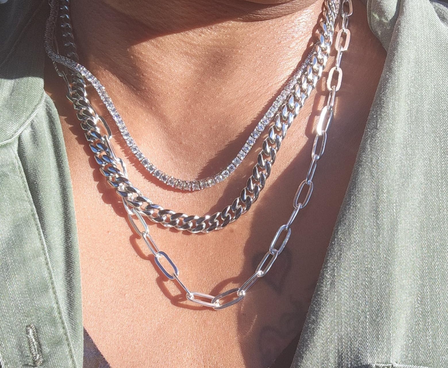 7mm Miami Cuban Link Chain Necklace for Men And Women, 316L Stainless Steel And 925 Sterling Silver Filled customer photo 1