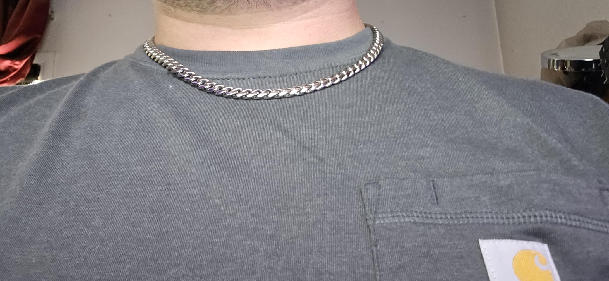 7mm Miami Cuban Link Chain Necklace for Men And Women, 316L Stainless Steel And 925 Sterling Silver Filled customer photo 2