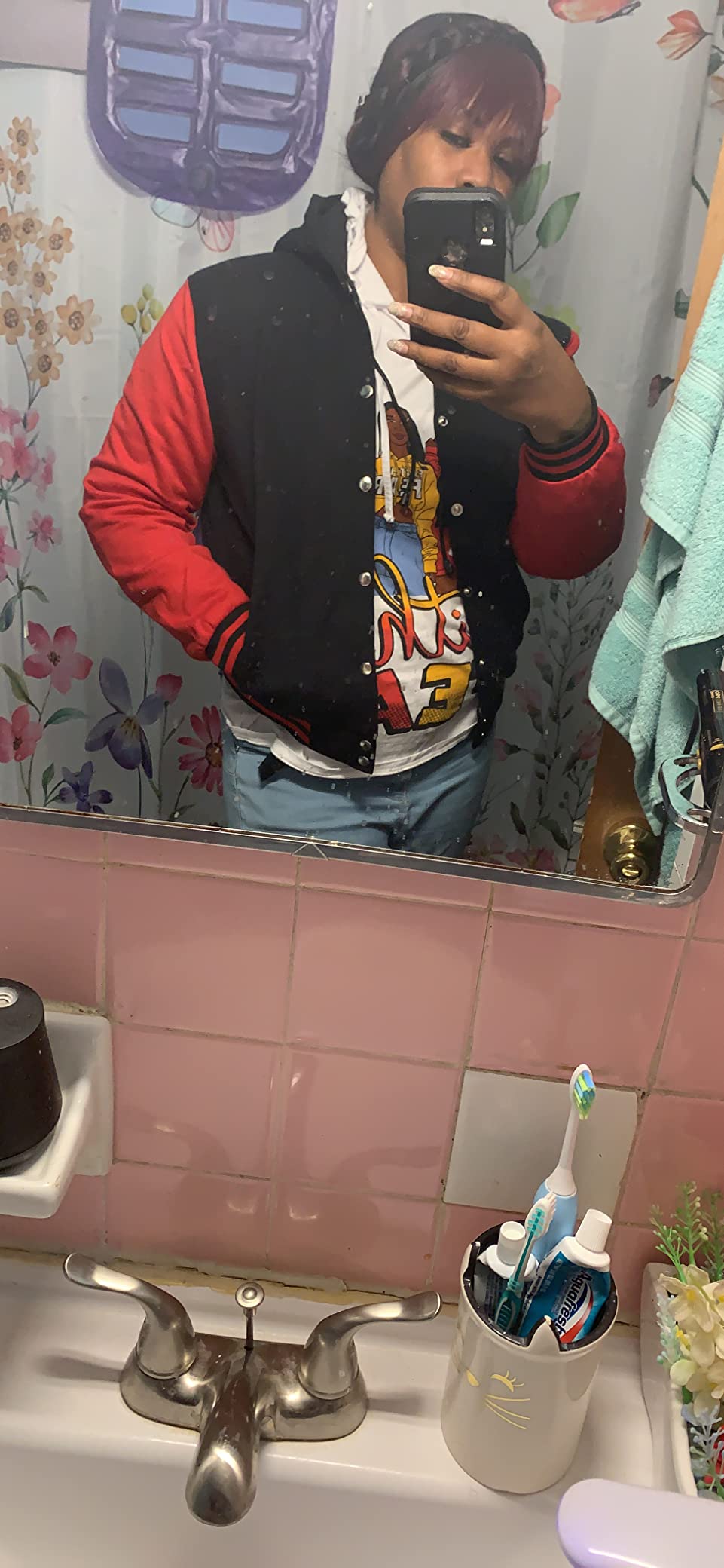 Decrum Mens Letterman Bomber Hooded Varsity Jackets customer photo 2