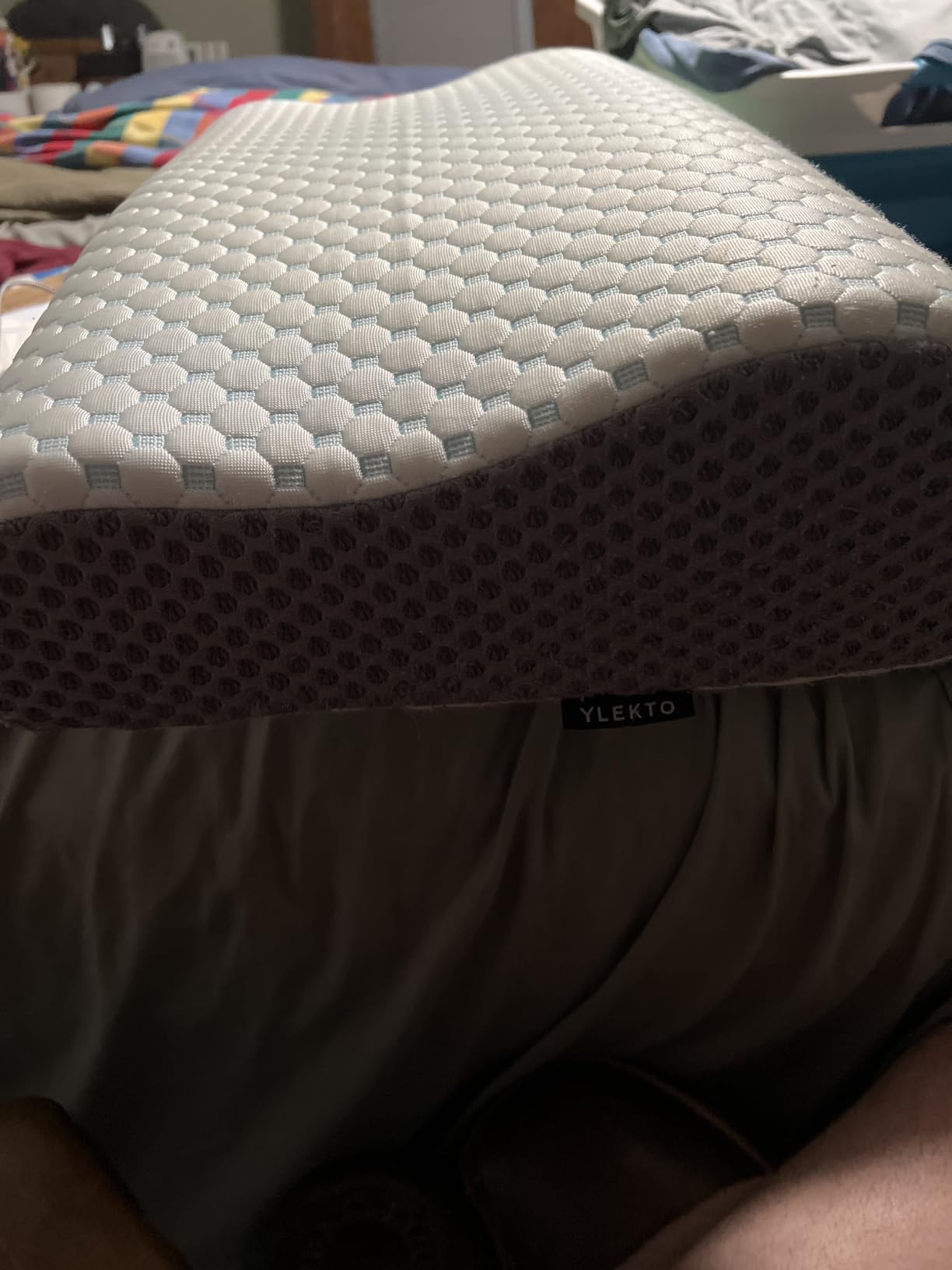 Cervical Pillow for Neck Pain Relief, Contour Memory Foam Pillows for Sleeping, Ergonomic Pillow Cooling Pillow Bed Pillow Neck Support for Side Back Stomach Sleepers (Blue, Queen Size) customer photo 2