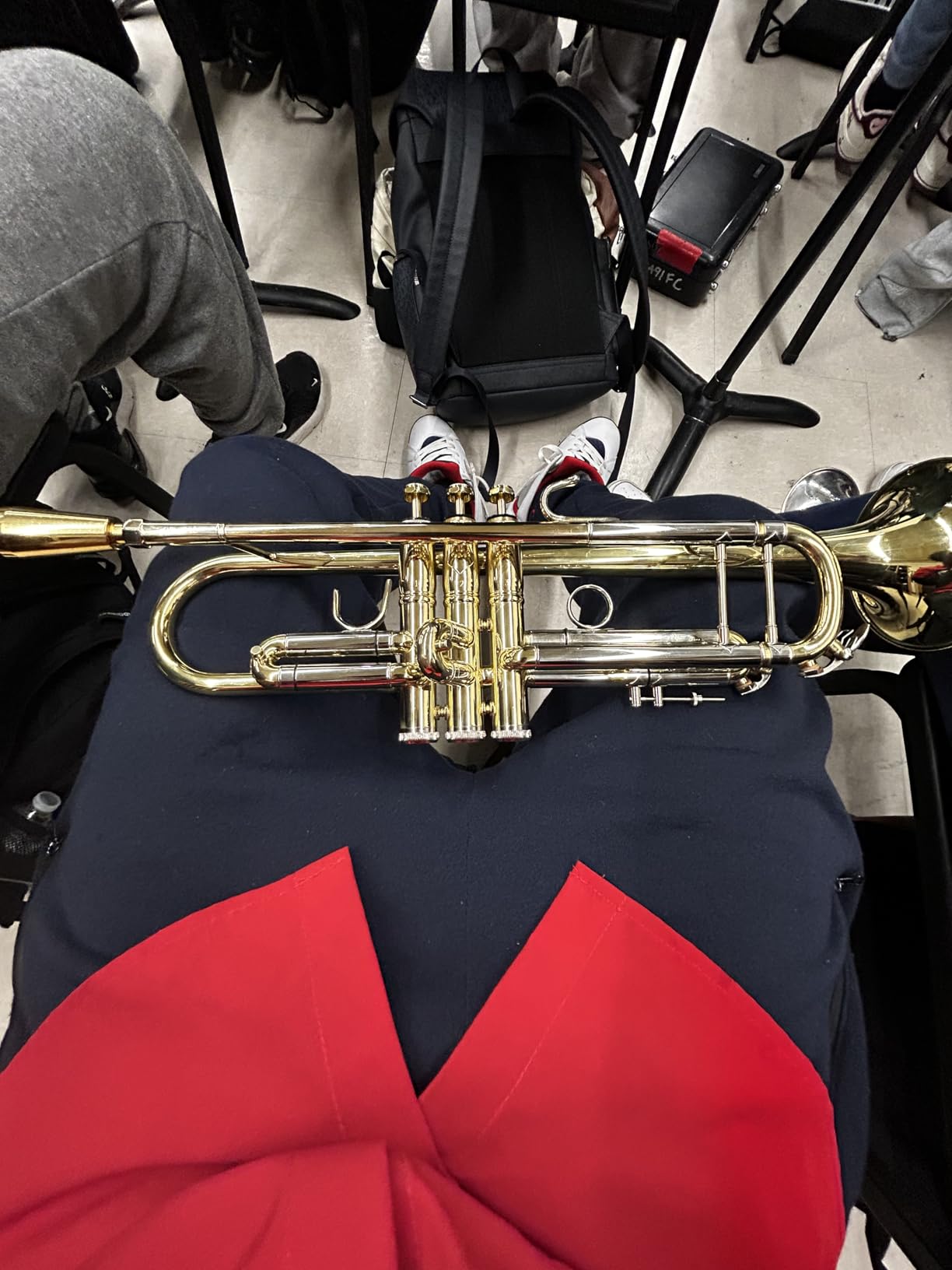 TR710 b flat student trumpet with red gold brass leadpipe | nickel plated stainless pistons 125mm single sheet bell dual braced tuning slide for intermediate musical players customer photo 1