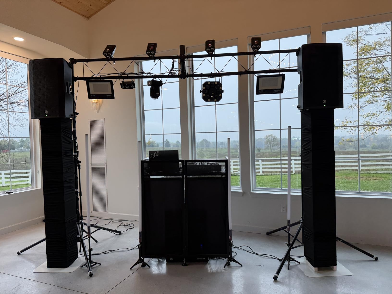 S AFSTAR DJ Light Stand, 14 FT Heavy Duty Metal Lighting Truss System W/Adjustable T Bars, 32 Mounting Points & Triangle Foot, Portable Light Truss for Audio Stage, 220 Lbs Load customer photo 2
