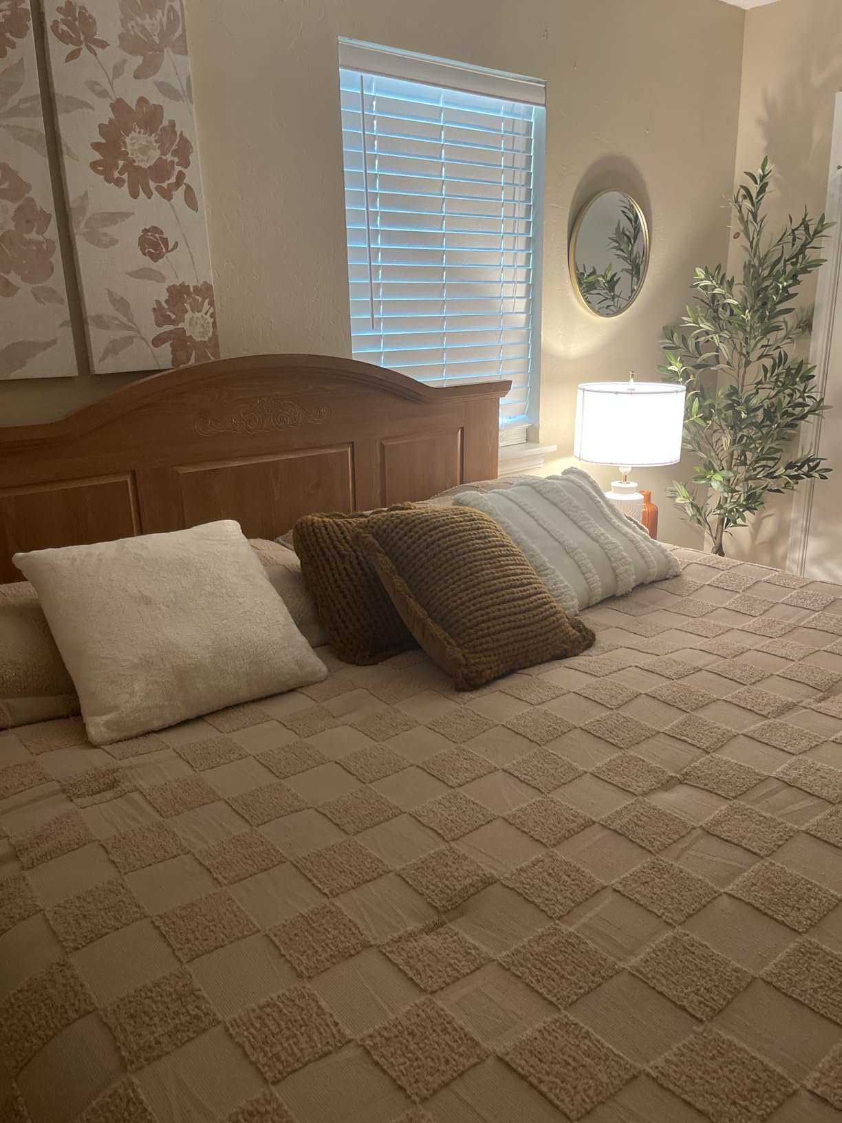 Bedsure King Size Comforter Set Boho, Vintage Plaid Bedding Set Beige 3 Pcs | Checked Farmhouse-Style Bed Set, Breathable, Comfortable for Bedroom with Pillow Shams, Home Decor Gift for Women, Fluffy customer photo 2