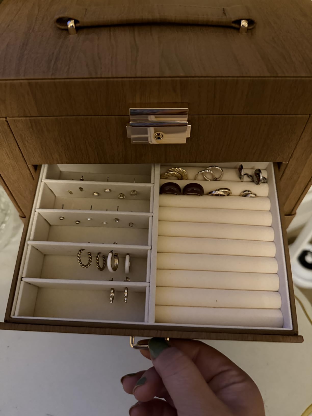 Homde Large Jewelry Box for Women: 5-Layer Organizer with Lock for Dresser | Separated Storage for Necklace Earring Ring Watch to Sort Daily Jewelry - Keep Vanities Tidy - Birthday Gift customer photo 2