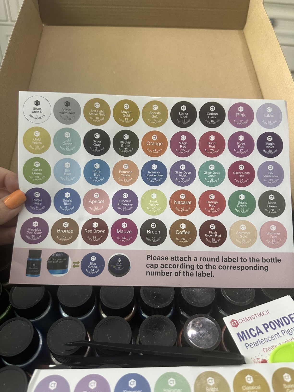 CHANGTIKEJI Mica Powder, 24 Colors - 10g/Bottle of Natural Pigment Powder for Epoxy Resin, Soap Making, Candle Making, Lip Gloss, Car Freshies, Dye, Nail Polish, Bath Bombs customer photo 1