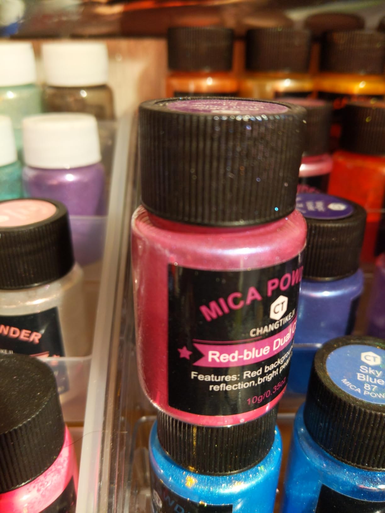 CHANGTIKEJI Mica Powder, 24 Colors - 10g/Bottle of Natural Pigment Powder for Epoxy Resin, Soap Making, Candle Making, Lip Gloss, Car Freshies, Dye, Nail Polish, Bath Bombs customer photo 2