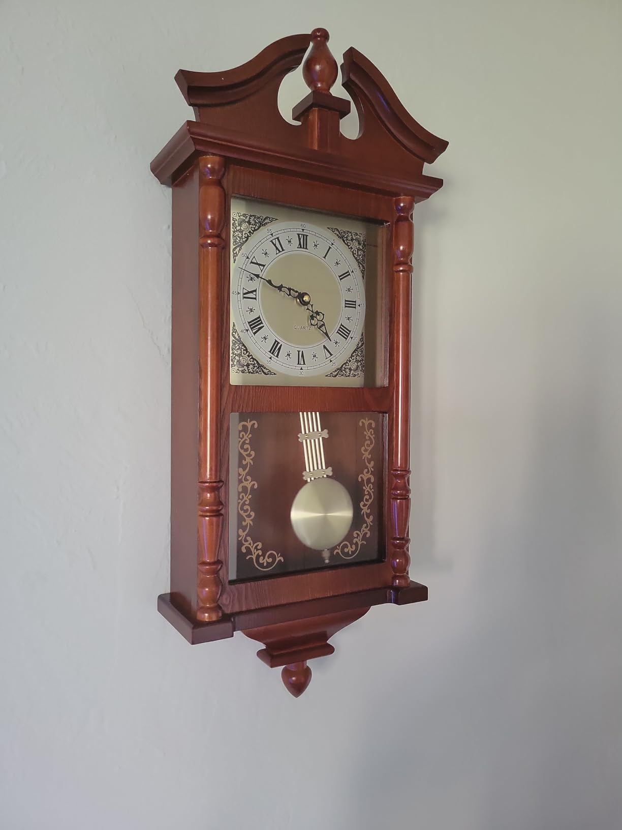 AYRELY 25IN Grandfather Vintage Wall Clock with Pendulum and Chime, Hour/Quarter-Hour Chime, Rubberwood Frame, Large Vintage Wall Clock for Living Room,Home Decor Gift customer photo 2