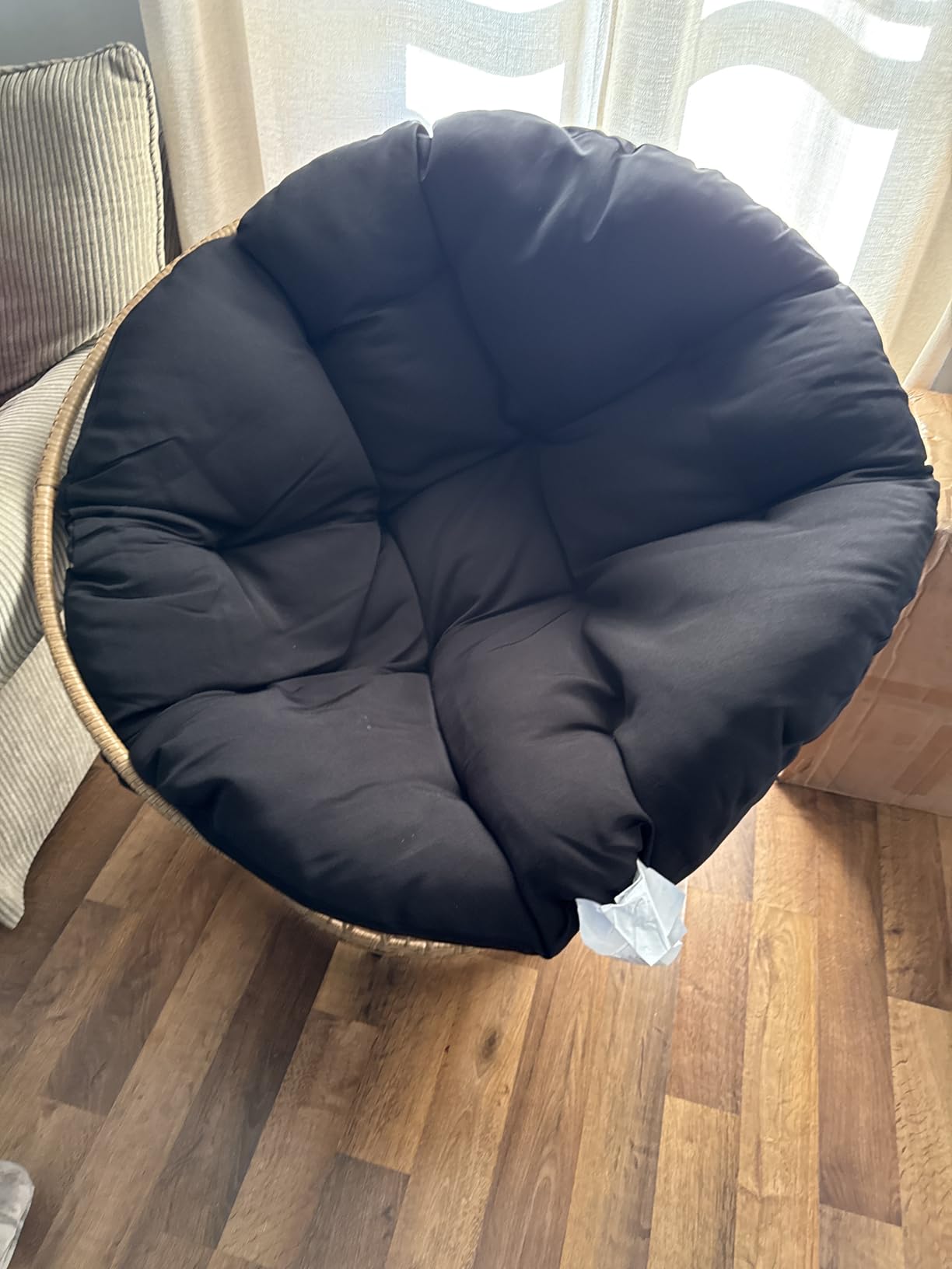 OSP Home Furnishings Wicker Papasan Chair with 360-Degree Swivel, Natural Frame with Cream Cushion customer photo 1
