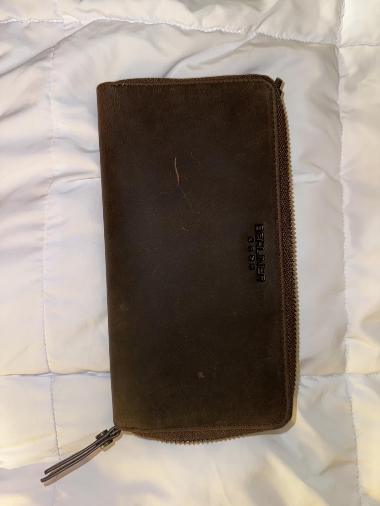 BERLINER BAGS Genuine Leather Zip Wallet Women Margo, Gift Box - Brown customer photo 1