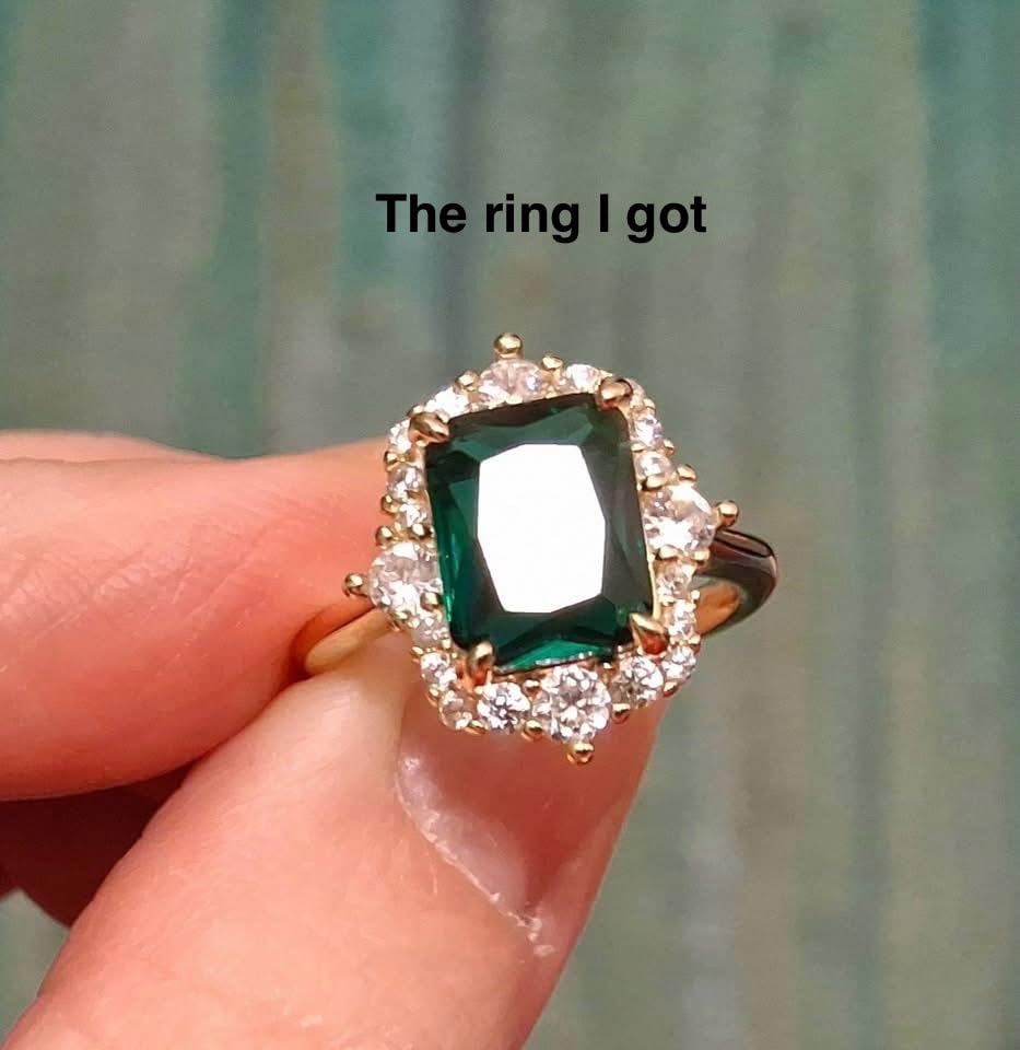 Metmejiao Emerald Rings - 14K Gold Baguette, Dainty Promise Ring for Her Engagement or Wedding customer photo 2