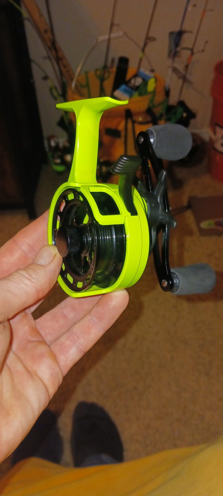 Ice Fishing Reels 3.2:1 Gear Ratio Ultra Smooth 3+1Ball Bearings Strength CNC-machined Aluminum Inline Ice Fishing Reel with Left/Right Hand Retrieve customer photo 1