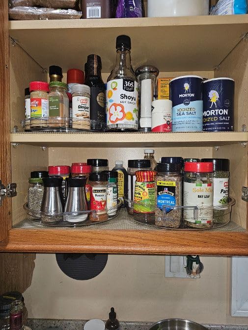 LAMU 3 Pack Lazy Susan Organizer Turntable for Cabinet, 9.25'' 10.6'' 12'' | Pantry Organizers and Storage, Rotating Condiment Organizer Spice Organization, For Kitchen, Table Top, Fridge, Countertop customer photo 1