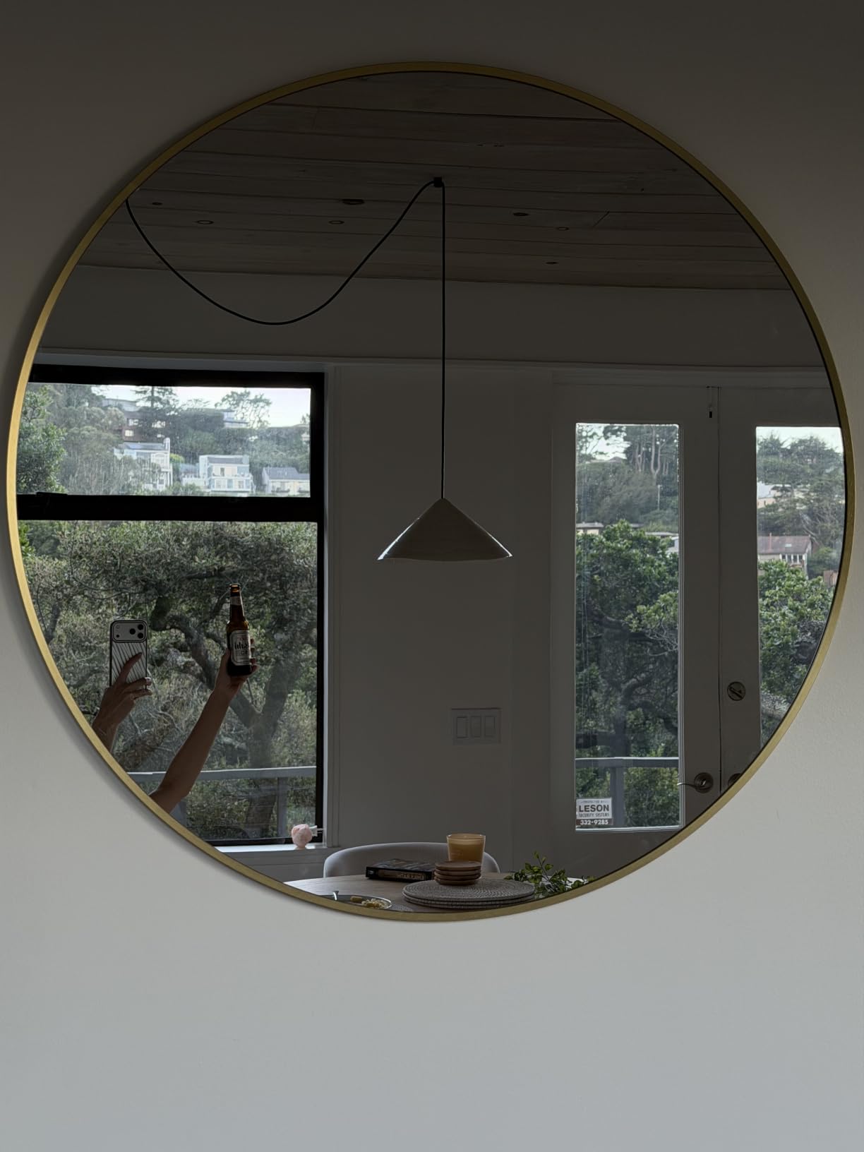 XRAMFY 30 Inch Round Mirror-Gold Circle Mirrors for Bathroom, Entryway | Modern Hanging Vanity Mirror for Livingroom, Wall Decor, Bedroom, Matte Gold Circle Decorative Wall Mirror customer photo 2