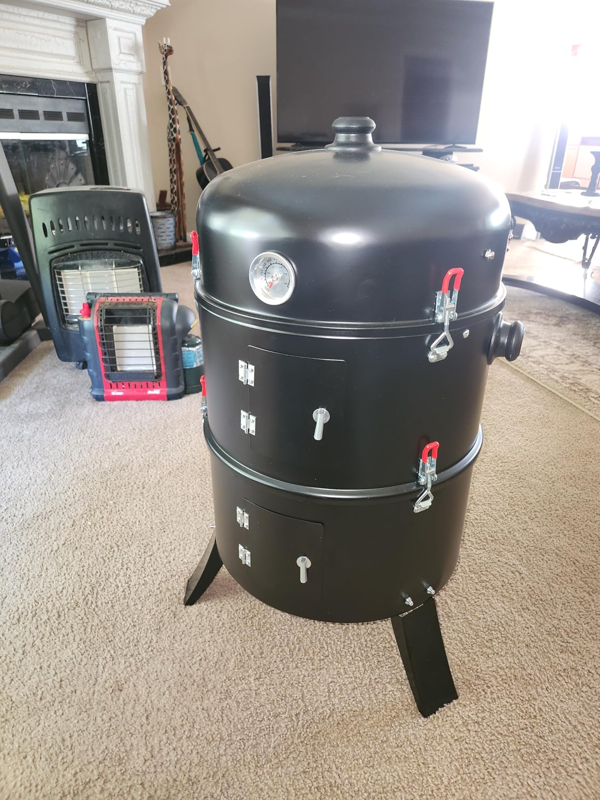 VINGLI 18 Inch Multi-Layer Charcoal BBQ Smoker Grill, Heavy Duty Round Grill, Vertical Smoker with Thermometer, for Outdoor Cooking, Patio, Parties, Backyard customer photo 2