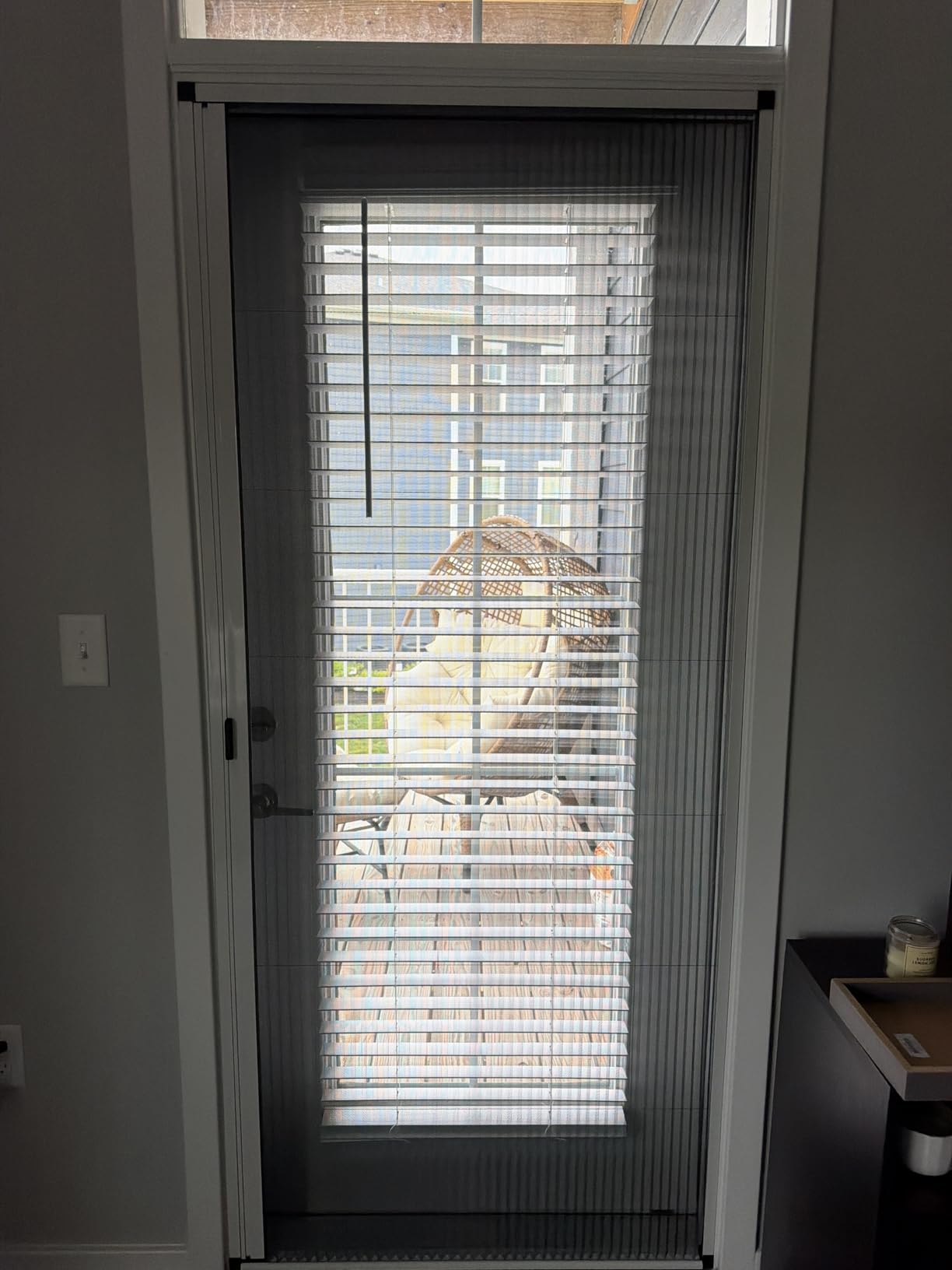 No-Drilling Retractable Screen Door, Folding Door with Aluminum Frame and Durable Mesh, Keeps Bugs Out, for Single or Double Door Customize Size(White customer photo 1