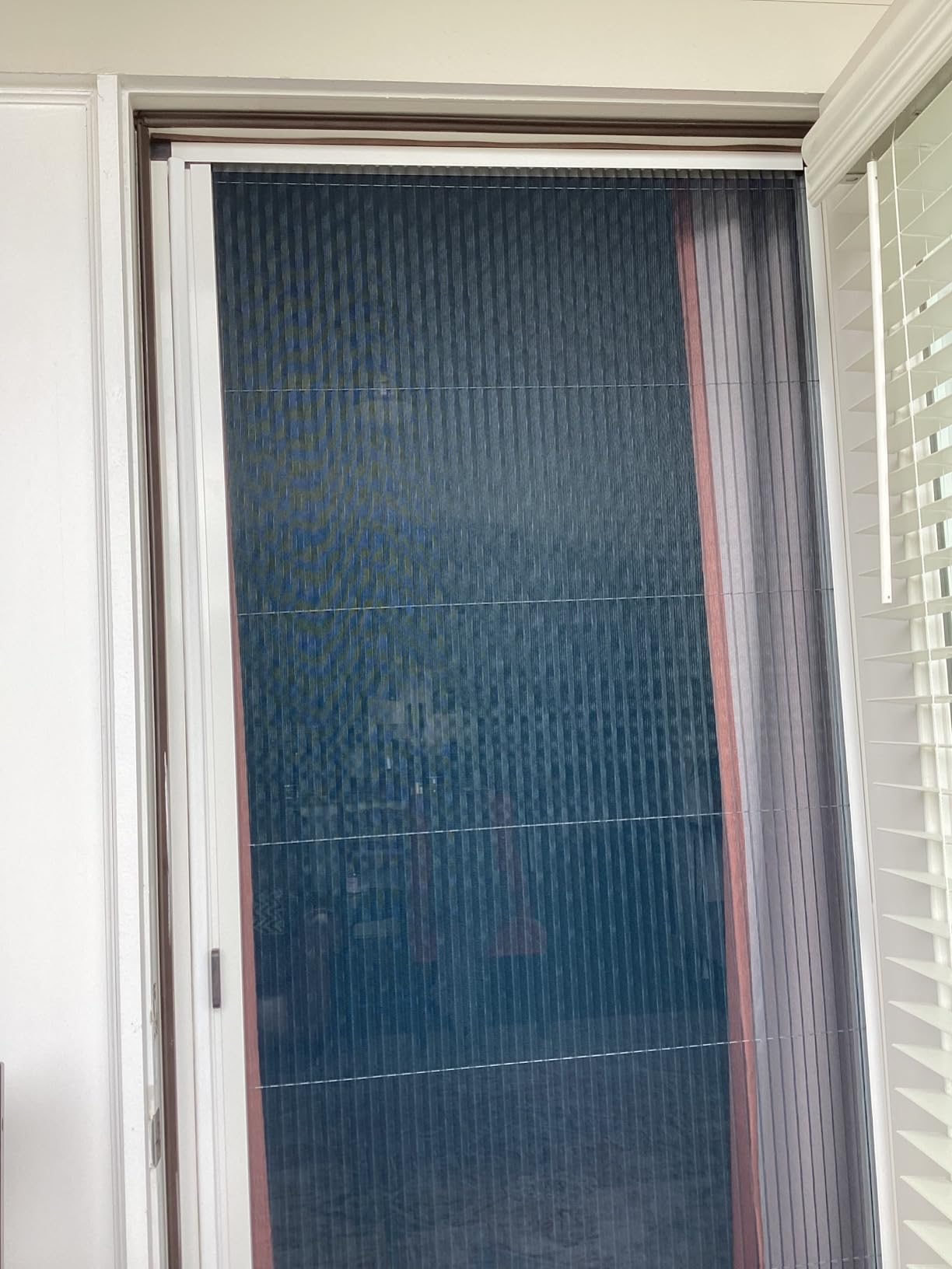 No-Drilling Retractable Screen Door, Folding Door with Aluminum Frame and Durable Mesh, Keeps Bugs Out, for Single or Double Door Customize Size(White customer photo 2
