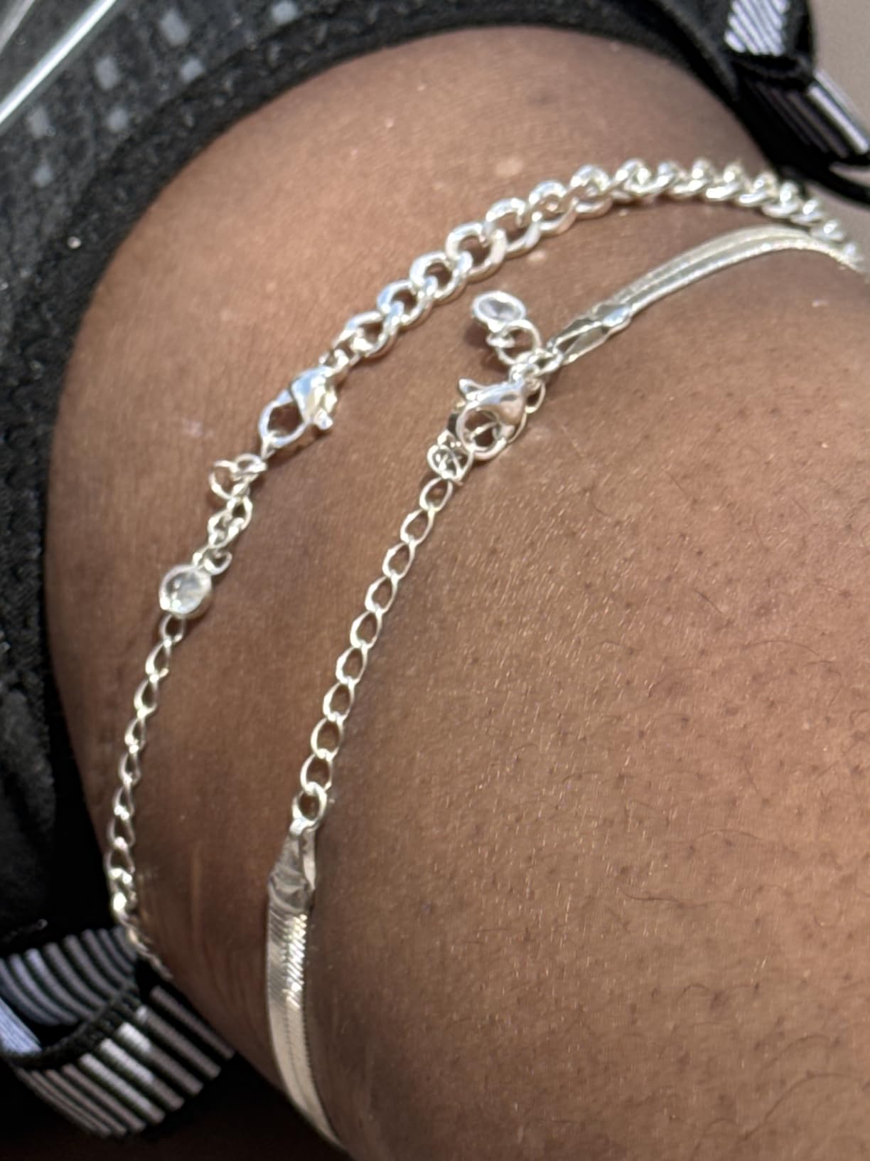 Dainty Ankle Bracelets for Women Waterproof | Layered Gold Plated Tennis Cuban Snake Rope Paperclip Beaded Link Chains Set, Summer Beach Jewelry Gift customer photo 2