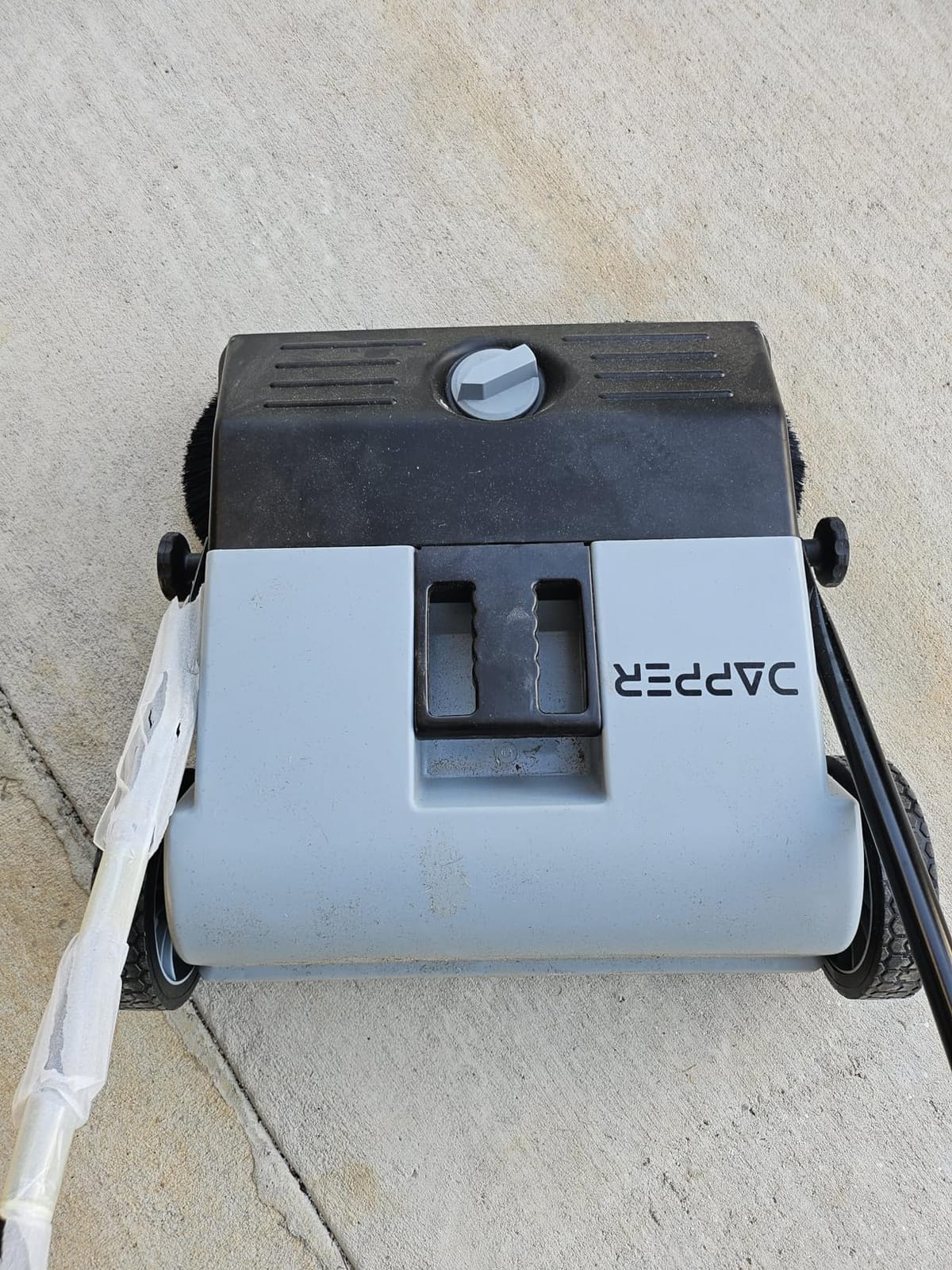 Dapper Supply Walk-Behind Outdoor Hand Push Floor Sweeper - 10.5 Gallon Capacity - 36