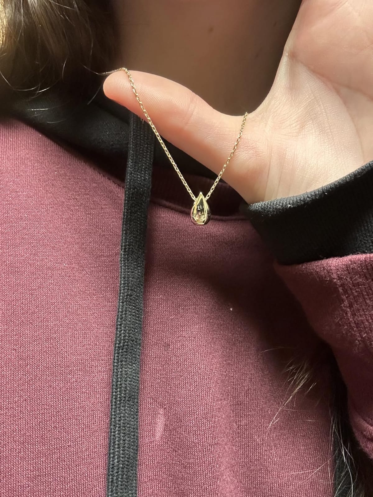 PAVOI 14K Gold Plated Dainty Pear Pendant Necklace for Women | Tear Pendant Necklaces customer photo 1