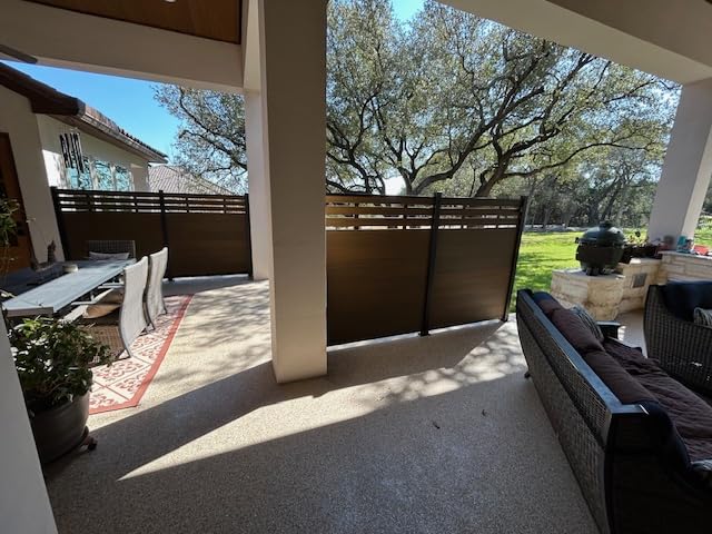 Mondaria Semi-Closed Privacy Fence Panels with 1 Post for Outside, 6ft(W) x 6ft(H), Wind Resistant Wood Plastic Composite Fencing Panels for Patio, Backyard, Garden and Pool, Brown customer photo 1