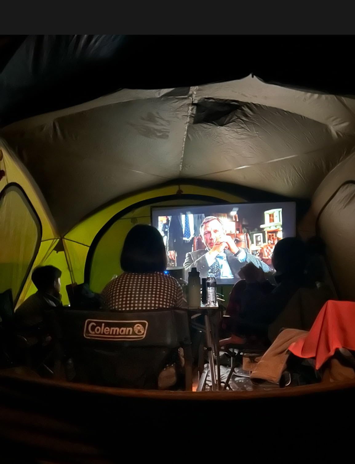Projector Screen with Stand, 80 Inch Portable Projector Screen Outdoor Indoor, 1.2 Gain Fiberglass Projection Screen, 16:9 Outdoor Movie PVC Screen with Carrying Bag for Movie Night(White Screen) customer photo 2