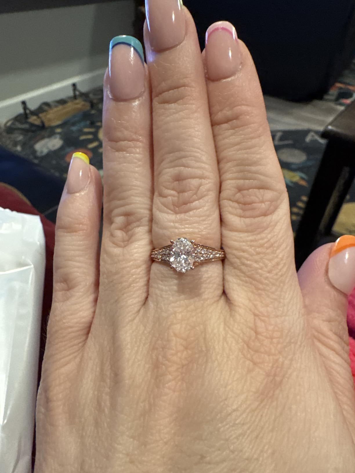 1 to 5 Carat Oval Shape LAB GROWN Diamond Vintage Engagement Ring Wedding customer photo 2