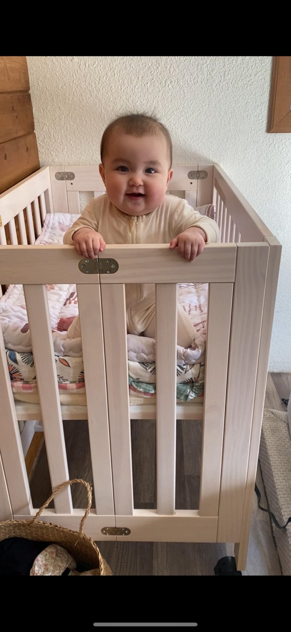 Babyletto Origami Mini Portable Crib Folding with Wheels in Honey, 2 Adjustable Mattress Positions, Greenguard Gold Certified customer photo 1