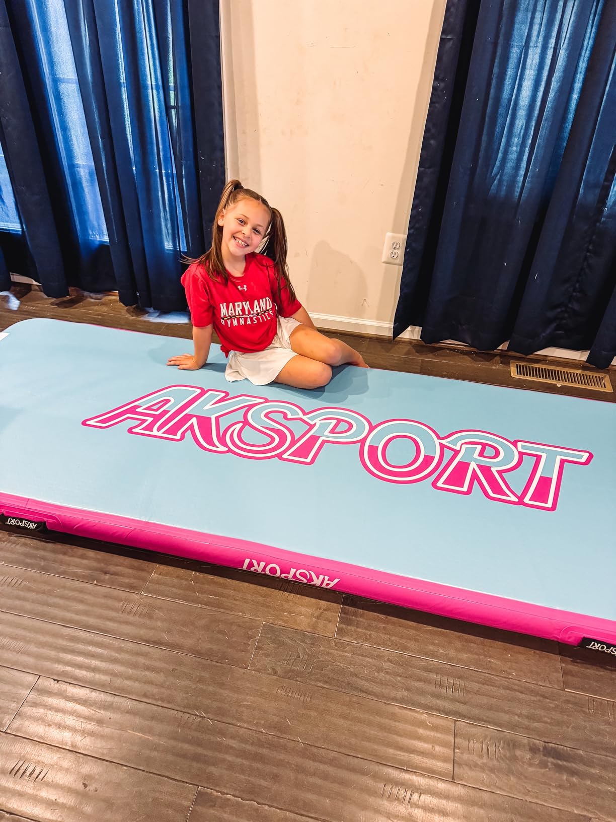 AKSPORT Inflatable Gymnatsics Mat Tumble Track 10ft 13ft 16ft 20ft 23ft Air Tumbling Mat with Air Pump for Home Use/Training/Cheerleading/Yoga customer photo 1