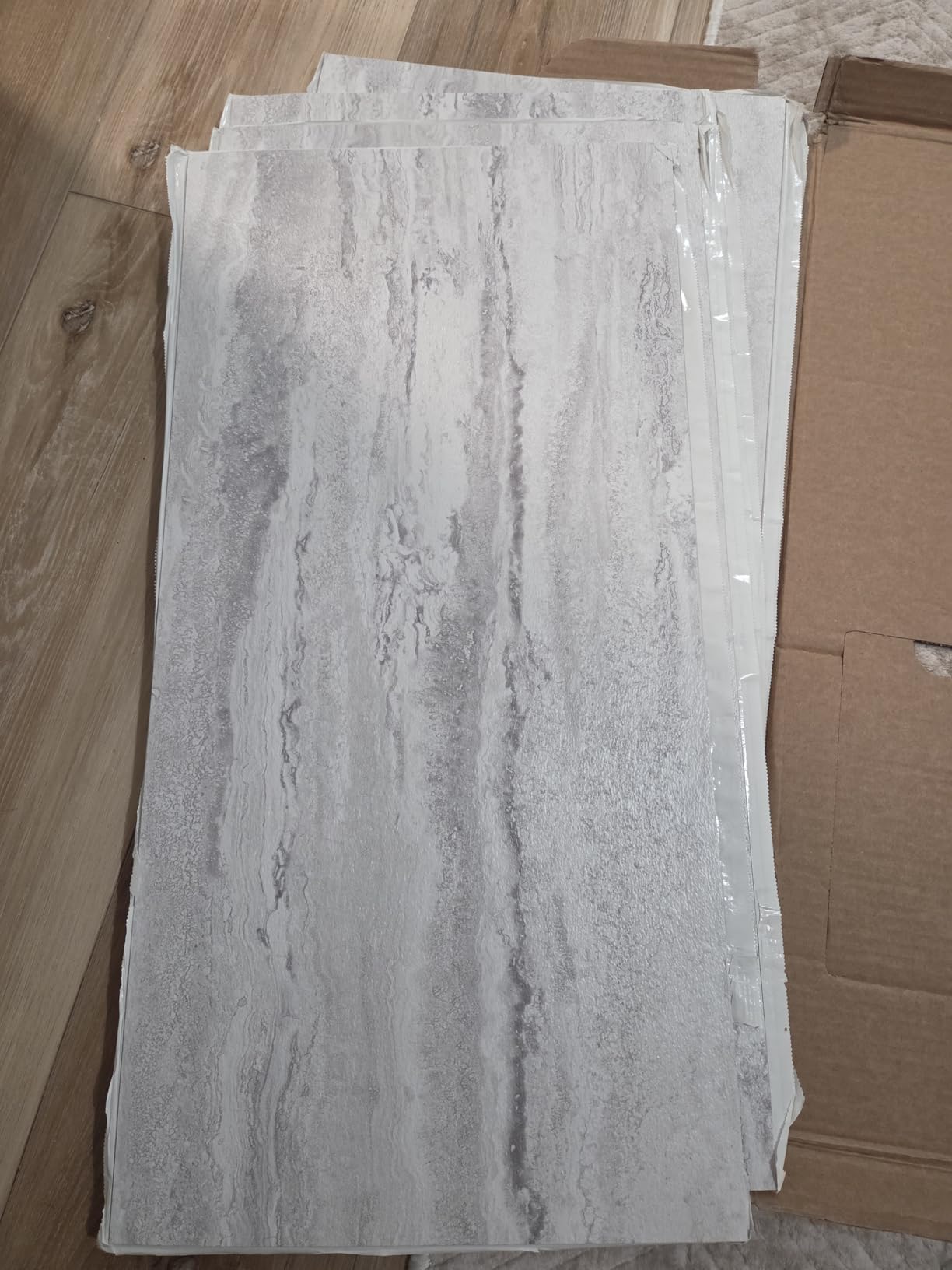Universal Bianco Classico 3 MIL x 12 in. W x 24in. L Peel and Stick Water Resistant Vinyl Tile Flooring (30 sqft/case) customer photo 2