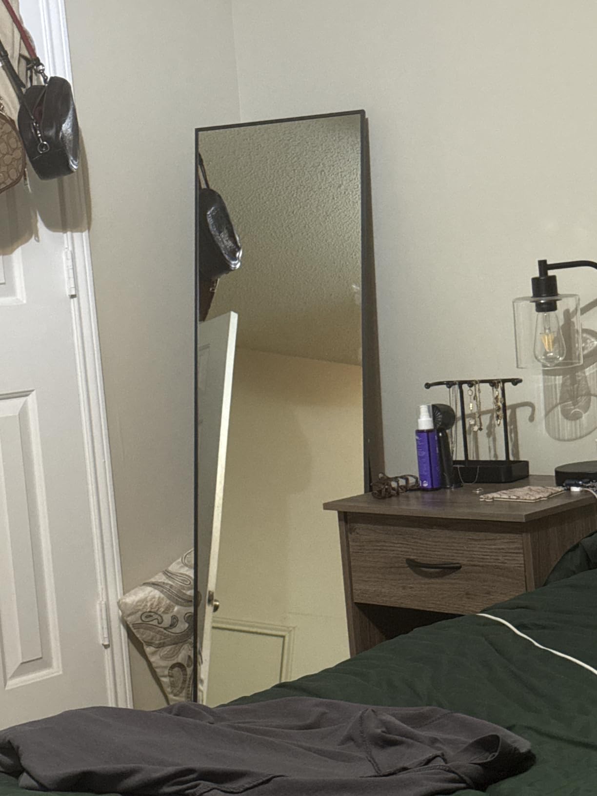 Delma Full Length Mirror with Stand, Black Floor Mirror | Aluminium alloy frame with HD float glass for distortion-free reflection. Free standing or wall mounted. customer photo 1